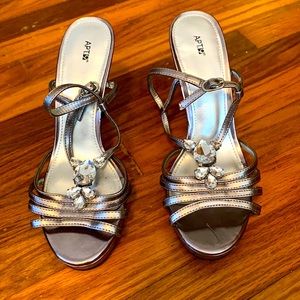 Silver heels. Worn twice